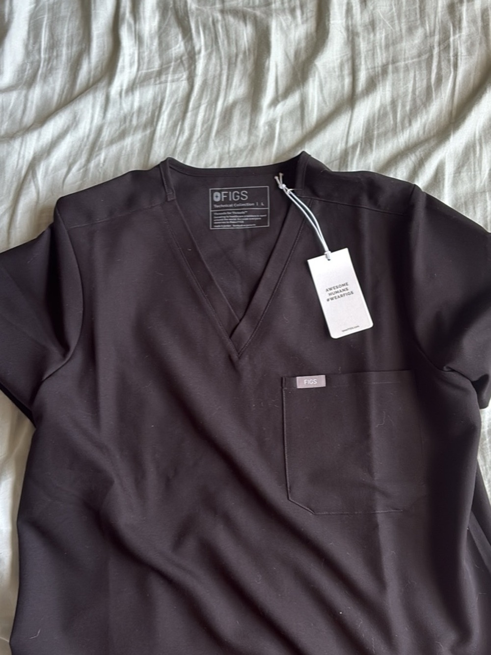 Figs V-Neck Medical Scrub Top in Black
